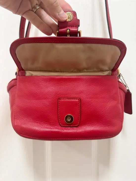 Coach Campbell Leather Camera Bag Red Y2K Inspired - Picture 10 of 13